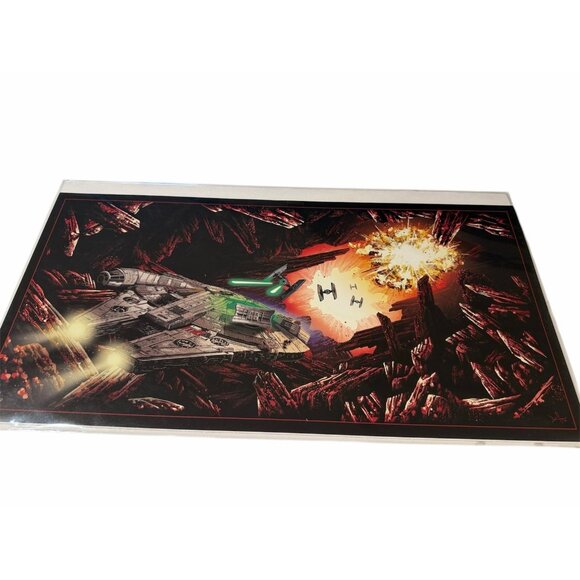Star Wars “The Falcon on Crait” Limited Edition Lithograph Derek Payne COA 24x12